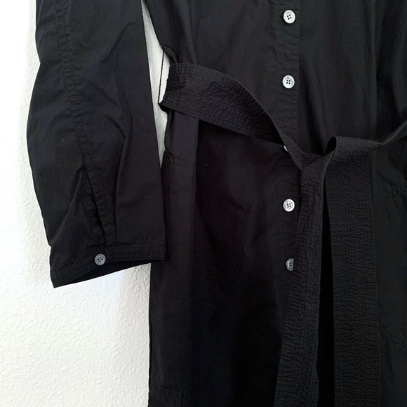 J.Crew Black Button Front Tie Waist Shirt Dress - Picture 5 of 9